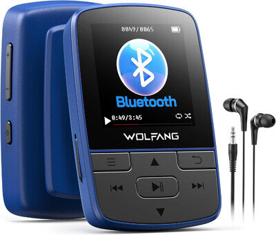 WOLFANG MP3 Player with Bluetooth 5.2, Sports Clip, Mini Size, 28G Lightweight,