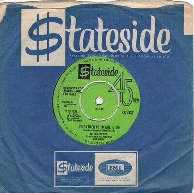 Mitch Ryder I'd Rather Go To Jail Stateside SS 2037 DEMO Soul Northern Motown