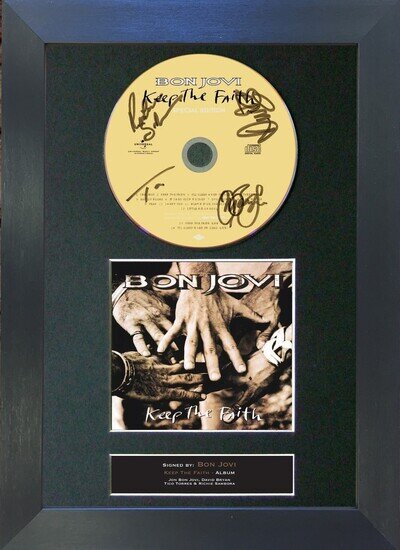 #43 Bon Jovi CD Disc Signed Autograph Quality Mounted framed Repro A4 Print