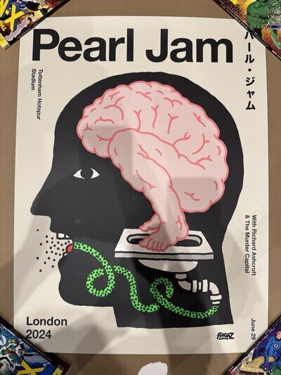 Pearl Jam London 2024 Poster By Broken Fingaz Excellent Condition