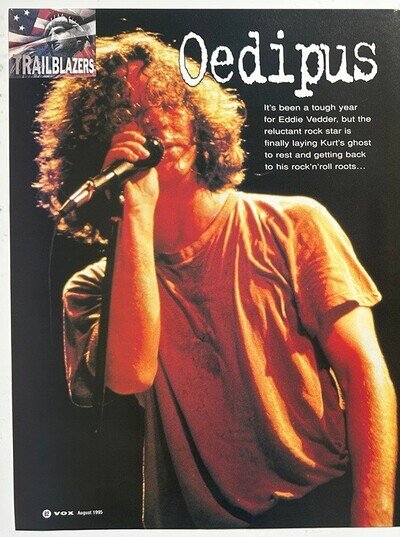 EDDIE VEDDER / PEARL JAM - 1995 Full page UK magazine poster