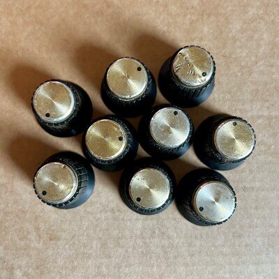 set of 9x Vintage 1970's Bulgin amplifier control knobs 1/4" D shaft
