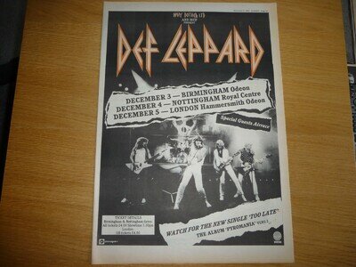 DEF LEPPARD DECEMBER 1983 TOUR FULL PAGE PRESS ADVERT POSTER SIZE 37/26CM