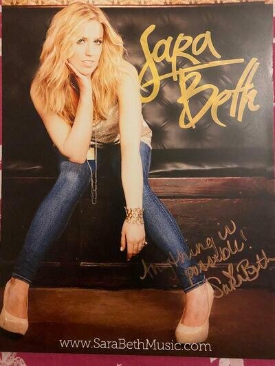 SaraBeth AUTOGRAPHED SIGNED PICTURE CARD 10.75 X 8.25 (COUNTRY MUSIC SINGER)