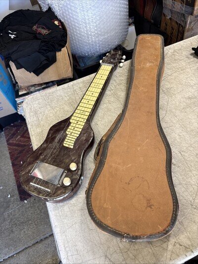 Magnatone BMOT Lap Steel Guitar 1940s-1950s White Fretboard W/ Geib Case Tested