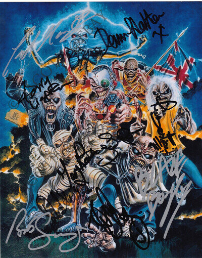 IRON MAIDEN 8x10 Photo SIGNED BY 10 Blaze Bayley Stratton Sampson Paul AUTOGRAPH