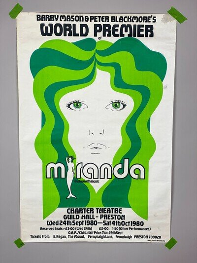 Original 1980 Miranda Theatre Poster Barry Mason Peter Blackmore Preston 51x76cm