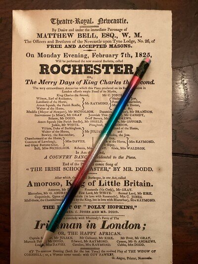Original Georgian Playbill Theatre Royal Newcastle 1825