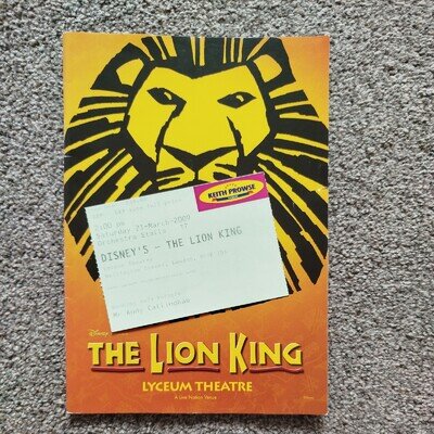 THE LION KING MUSICAL THEATRE PROGRAMME & TICKETS LYCEUM THEATRE LONDON 2009