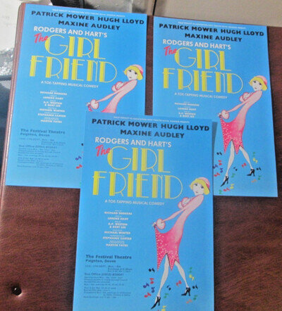 3.x.FESTIVAL THEATRE PAIGNTON "THE GIRL FRIEND" Patrick Mower 1988 Flyers
