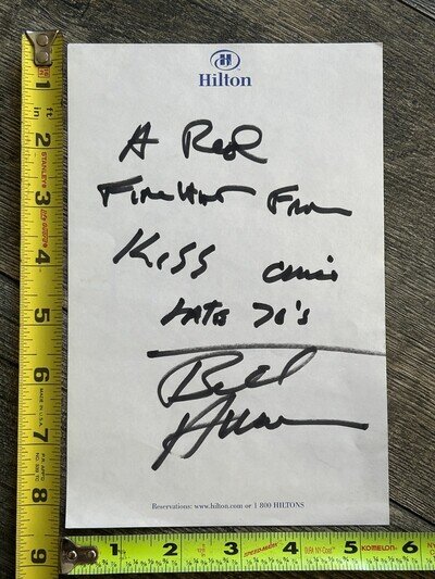 KISS BILL AUCOIN Signed Autograph Fire Helmet Note Vintage Kiss Memorabilia