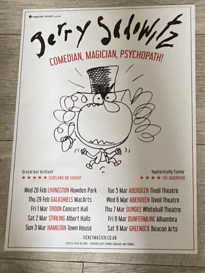 JERRY SADOWITZ Concert poster - UK Tour 2024 - live show event - Gig memorabilia