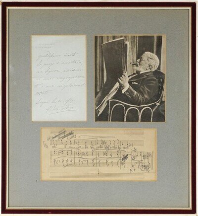 F. Paolo Tosti Autograph Musical Quotation & Signed Letter, Framed