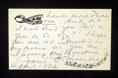 1992 DAVID DIAMOND American Classical Composer ANS NOTE SIGNED Autograph