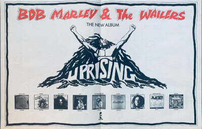 BOB MARLEY 1980 original POSTER ADVERT UPRISING Vintage Island Reggae WAILERS