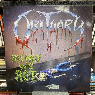 OBITUARY - SLOWLY WE ROT - ORIGINAL VINYL LP (MISPRINT VERSION) VG Condition LP