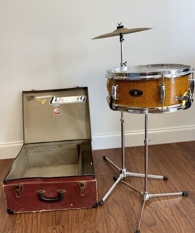 Vintage LIDO Supreme MIJ Orange Sparkle Snare Drum Set w/ OG Case Stand Cymbal