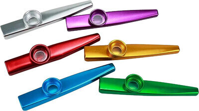 Metal Kazoo with 5 Flute Film, Easy to Learn Musical Instrument Gift