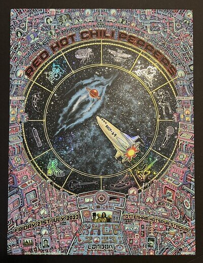 EMEK Red Hot Chili Peppers London 2023 FOIL #/200 SE RHCP show ed. poster print