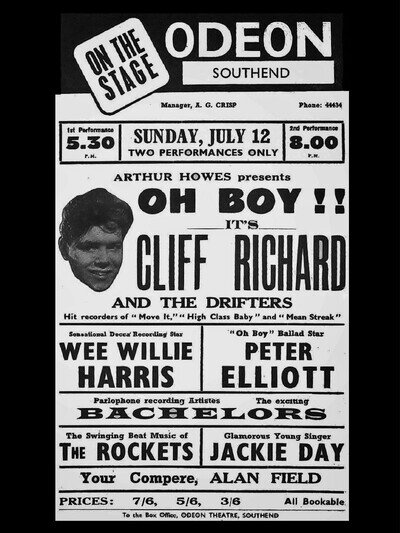 Cliff Richard and Shadows Southend Odeon 16" x 12" Photo Repro Concert Poster
