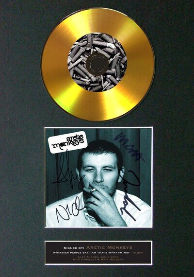 #92 Arctic Monkeys Album Gold Disc Mounted Framed Display Autograph Signed Repro