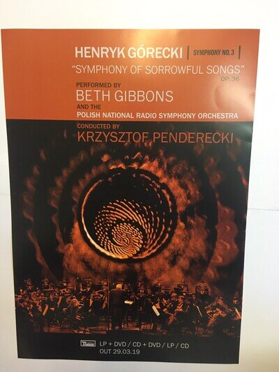 BETH GIBBONS (Portishead) - GLOSSY PROMO POSTER - OFFICIAL - GORECKI SYMPHONY 3