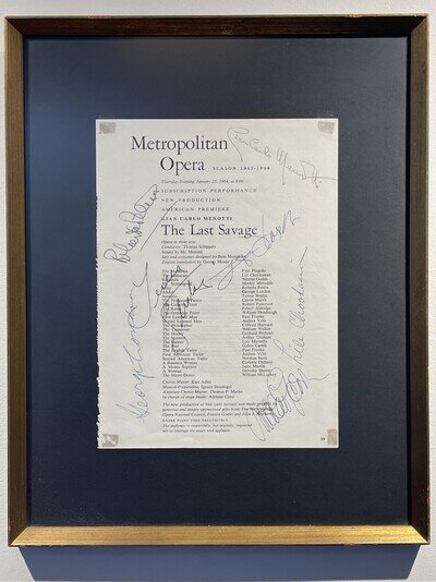 Signed Met Opera Playbill 1964 The Last Savage Gian Carlo Menotti Autograph