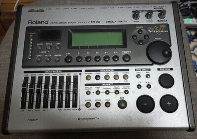 Roland TD-20 V-Drums Percussion Sound Module w/ Mounting Plate Tested Good
