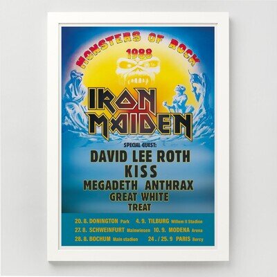 Iron Maiden A3 Print - 1988 Monsters of Rock Event Dates Poster Reproduction