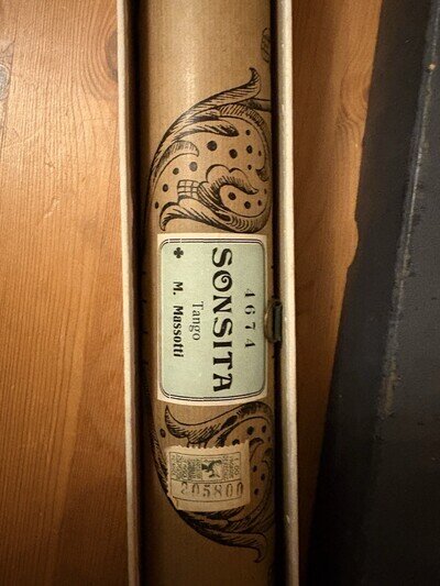 Vintage Pianola Music Roll 4674 Sonsita Tango M. Massotti Boxed