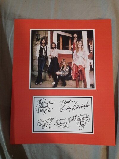 Fleetwood Mac Autographed Photo Print on Red Mat, Multiple Signatures