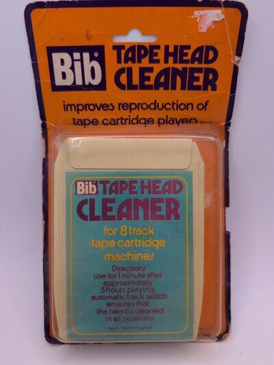 vintage Bib Tape Head Cleaner designed for 8-track tape cartridge machines