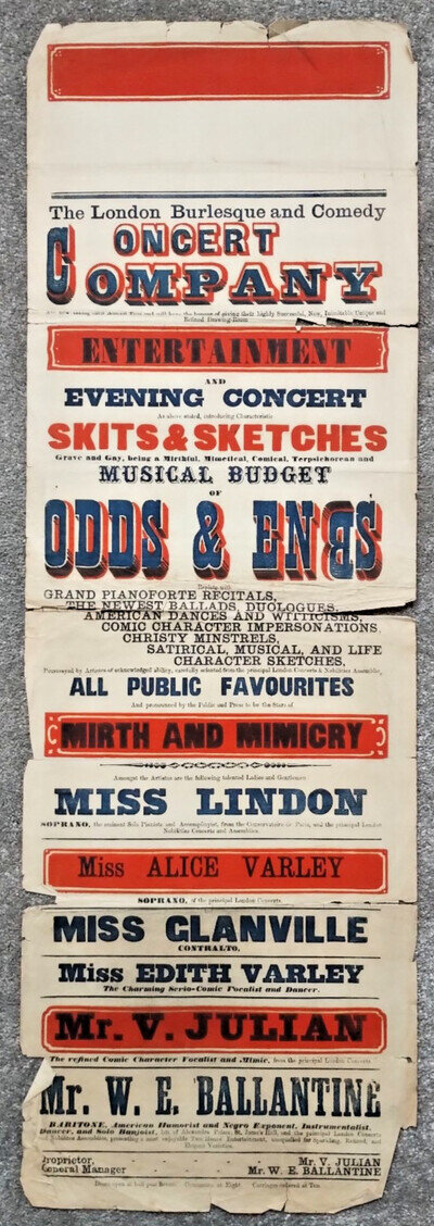 Original Antique London Burlesque and Comedy Concert Playbill - Odds and Ends