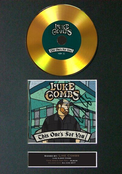 Luke Combs This Ones For You A4 Signed Gold Disc Mounted Framed Autograph Repro