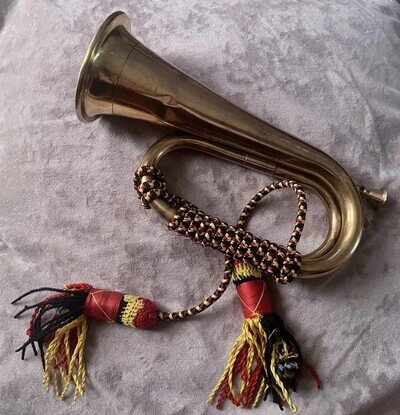 Antique Royal Welsh Fusiliers Brass Bugle with Original Cord
