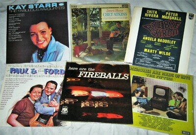 VINYL Lp RECORDS LOT Vintage Pop Rock & Roll Fireballs Chet Atkins Marty Wilde