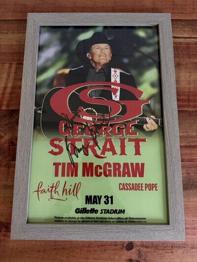 George Strait Autographed Signed Tour Poster RARE frame included!