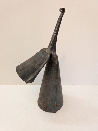 Vintage West African Gankogui Forged Iron Double Percussion Gong From Ghana
