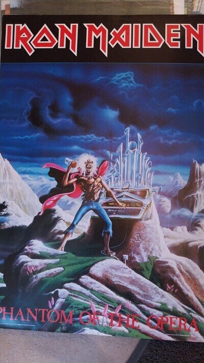 Rare IRON MAIDEN PHANTOM OF THE OPERA - Large ORIGINAL Poster 1986 2ftx3ft
