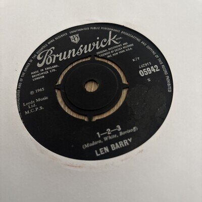 LEN BARRY- 1-2-3. - Brunswick Records 05942, 1965 7" Vinyl Single,