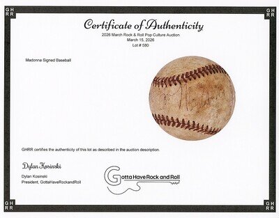 Super Rare -MADONNA- Signed/Autograph/Auto Vintage BASEBALL w/GHRR COA
