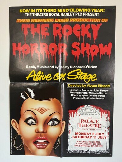 The Rocky Horror Show Palace Theatre Manchester Large Poster - GC - Vintage