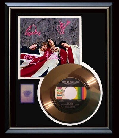 THE WHO WON'T GET FOOLED AGAIN GOLD RECORD 45 W- PRINTED SIGNED AUTOGRAPHS RARE