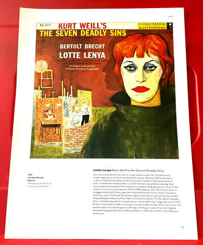 Lotte Lenye Kurt Weill The Seven Deadly Sins Album Cover Art PICTURE/PRINT 12"x9