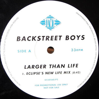 BACKSTREET BOYS - LARGER THAN LIFE - DANCE MIXES - 12" VINYL RECORD - 90S DJ