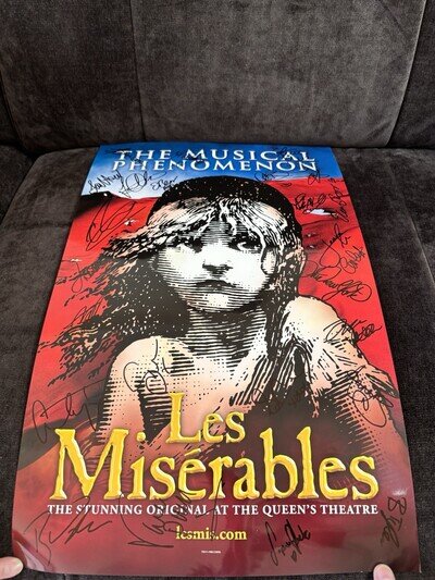 Les Misérables Signed Cast Poster – Queen’s Theatre Era – Multiple Autographs