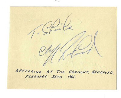 Cliff Richard Autograph Signed Album Page 1961