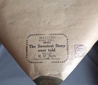 .Vintage Meloto Pianola Roll - The Sweetest Story Ever Told - 38083