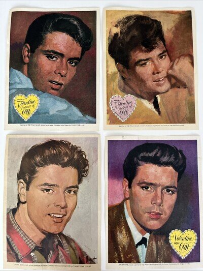 Cliff Richard Valentine Posters by Noiquet Vintage 1960s - Set of 4 A4