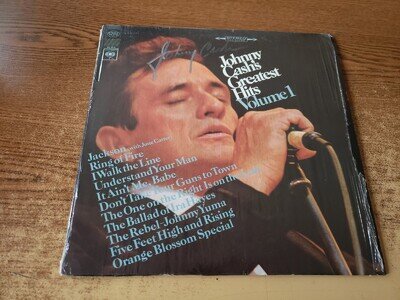 autographed on shrink doesn't smudge 1960s excellent Johnny Cash's Greatest LP33